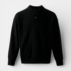 Ribbed Knit Henley Sweater Regular Fit for Men
