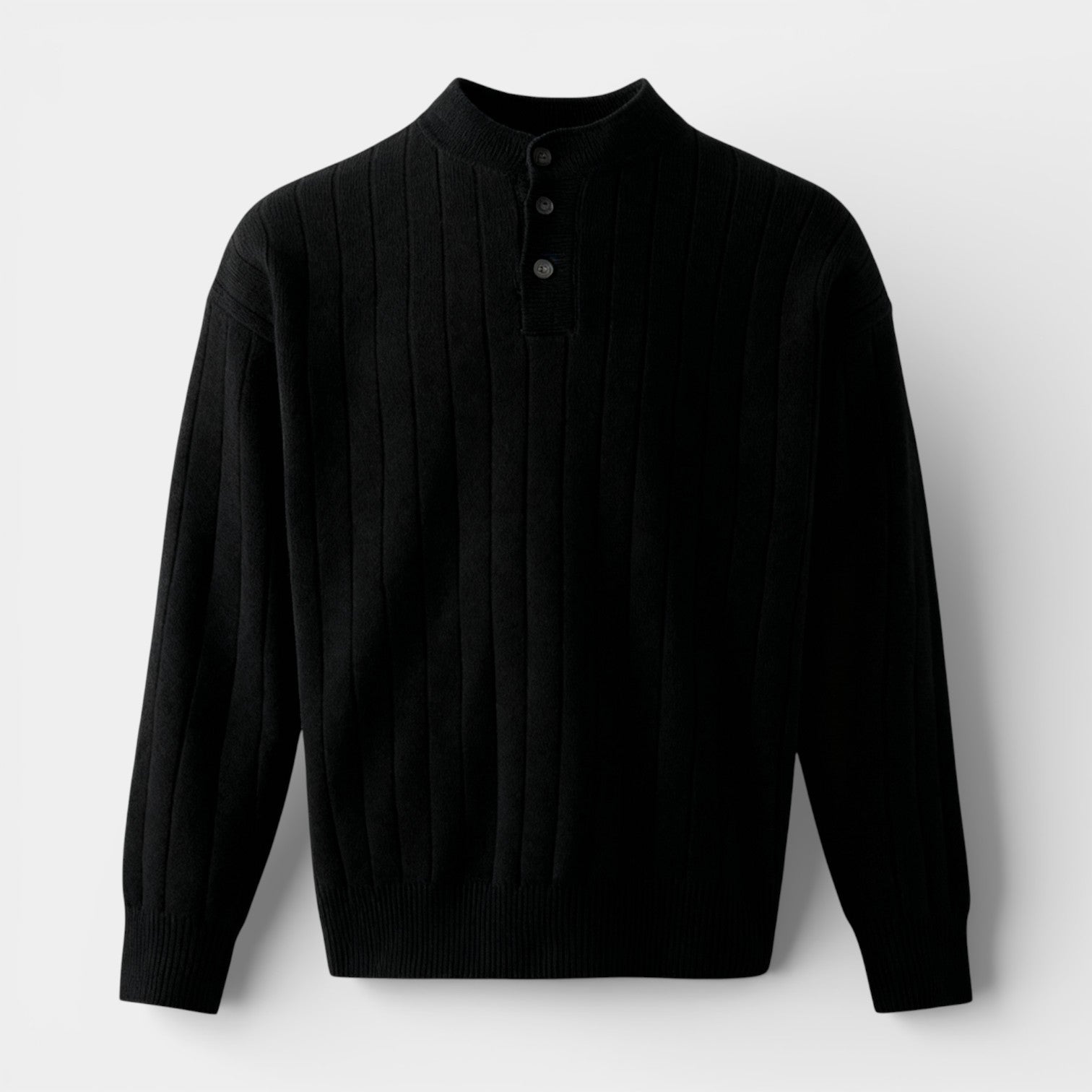 Ribbed Knit Henley Sweater Regular Fit for Men