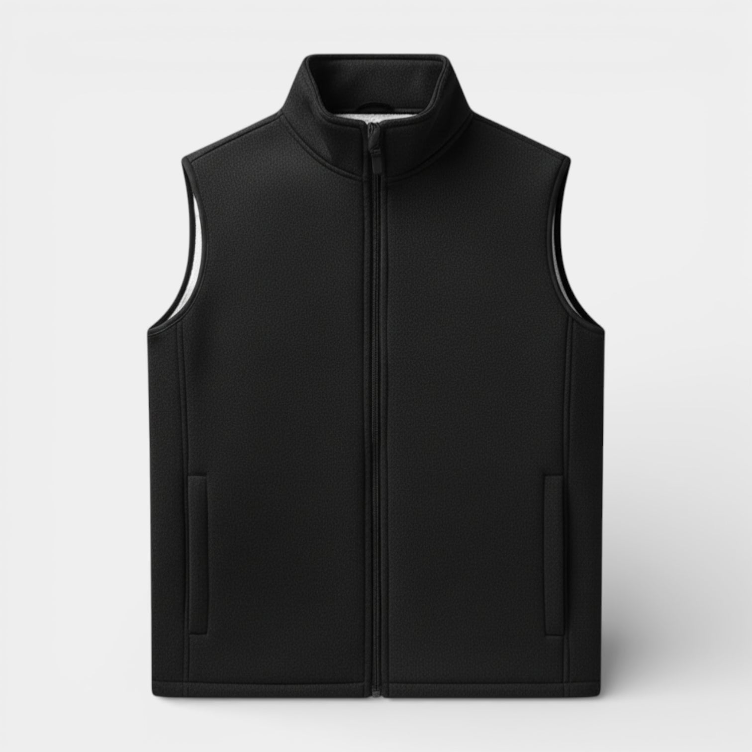 Zip-Up Stand Collar Textured Vest Regular Fit for Men