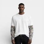 Layered Long Sleeve Crew Neck Tee Relaxed Fit for Men