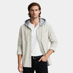 Hooded Knit Sweater Button-Front Regular Fit for Men