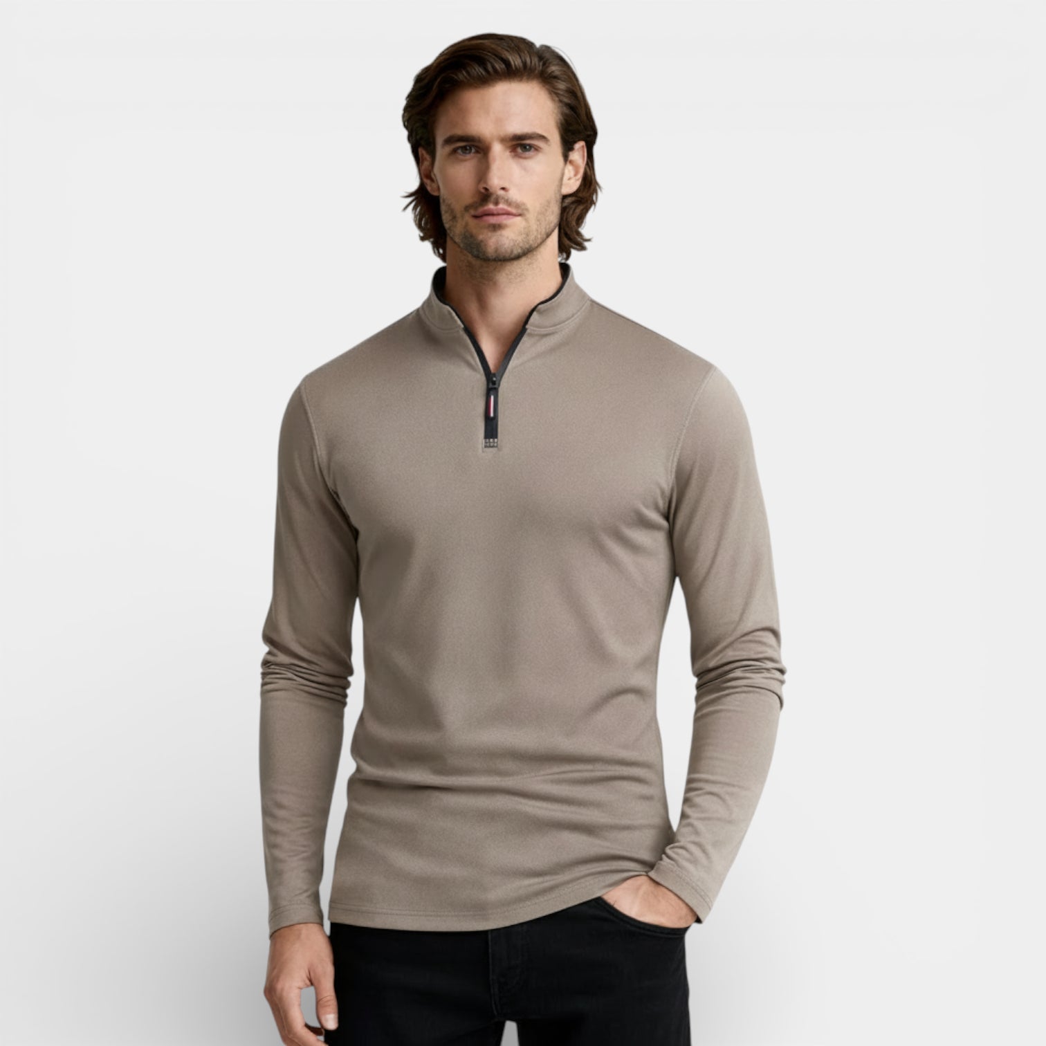 Knit Half-Zip Pullover Long Sleeve Regular Fit for Men