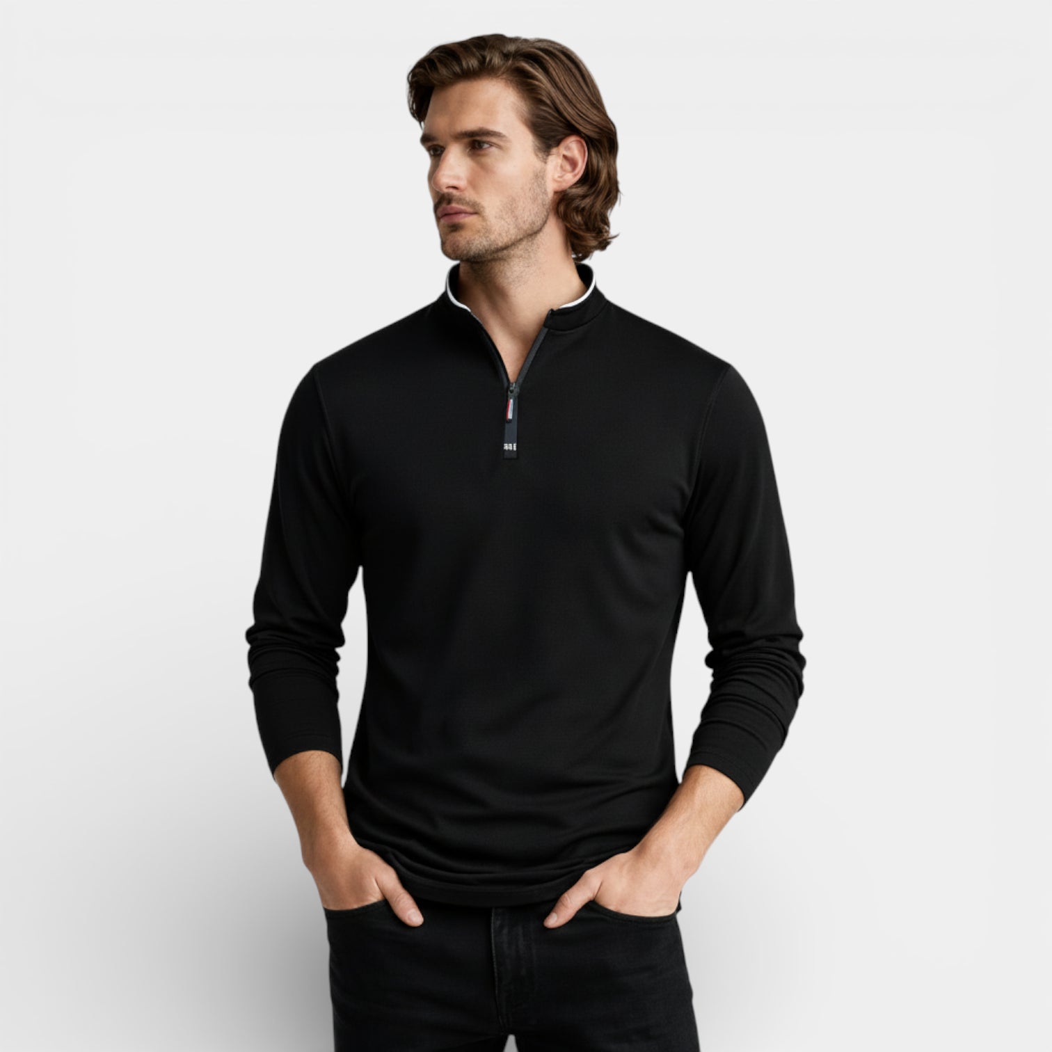 Knit Half-Zip Pullover Long Sleeve Regular Fit for Men