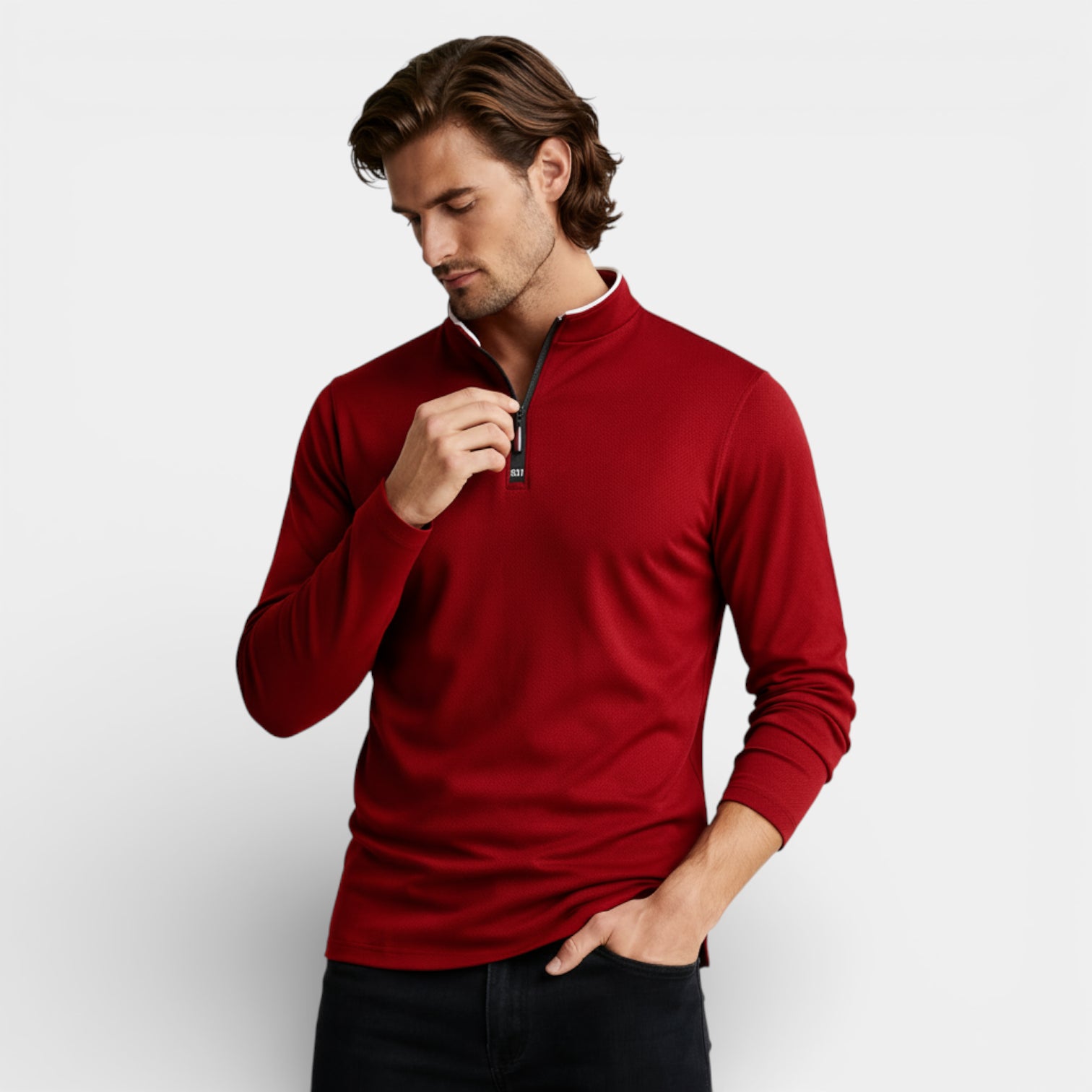 Knit Half-Zip Pullover Long Sleeve Regular Fit for Men