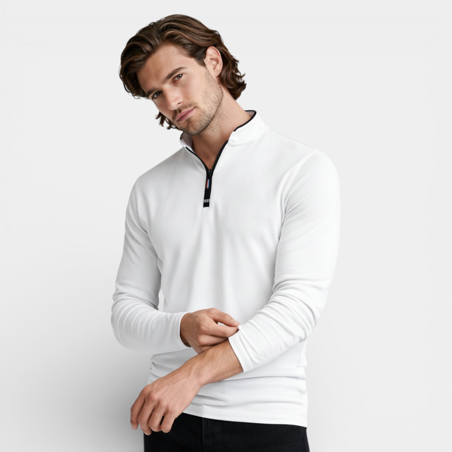 Knit Half-Zip Pullover Long Sleeve Regular Fit for Men