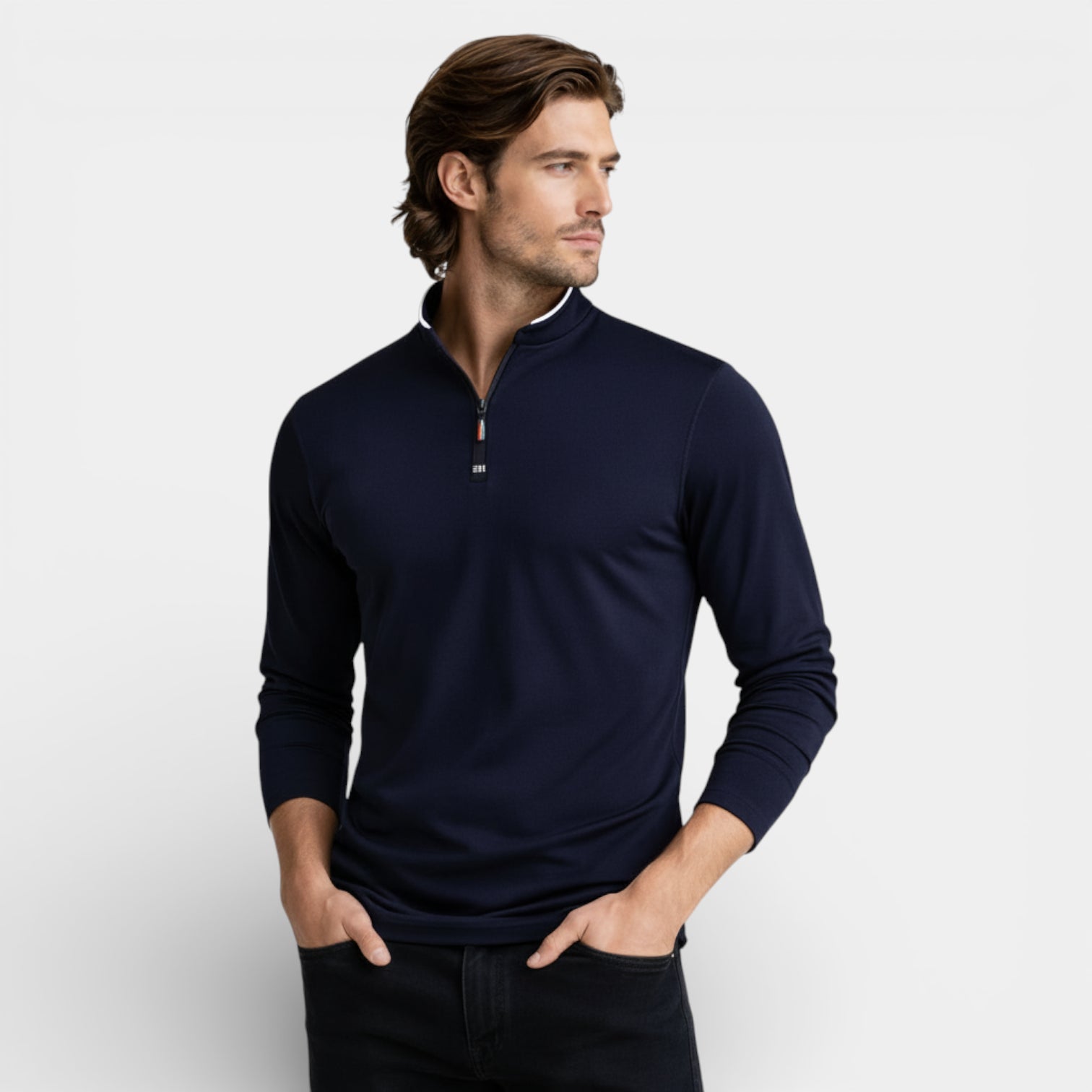 Knit Half-Zip Pullover Long Sleeve Regular Fit for Men