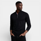Long Sleeve Henley Shirt Band Collar Regular Fit for Men