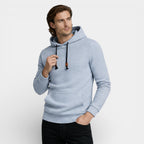 Waffle Texture Hooded Pullover Sweatshirt Regular Fit for Men