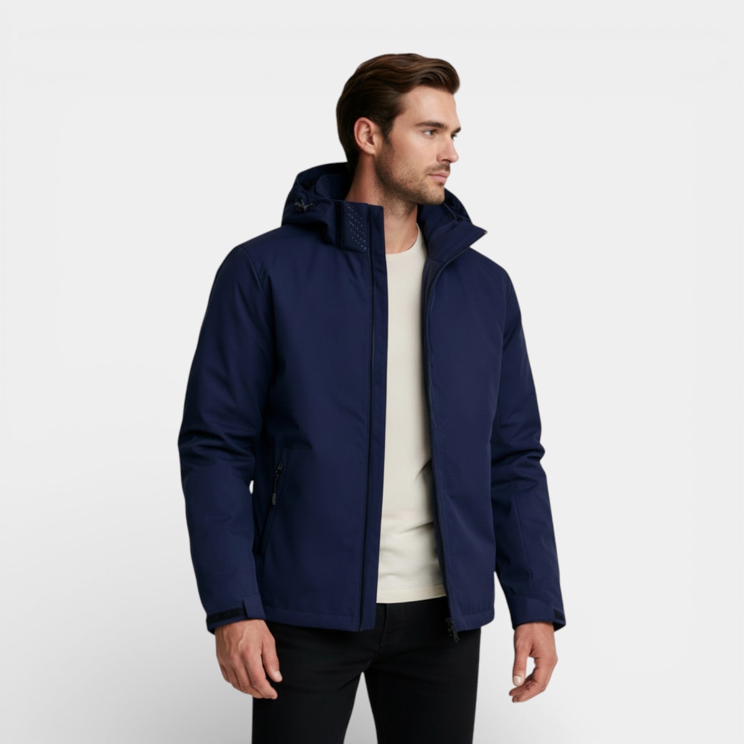 Hooded Zip-Front Jacket Structured Fit for Men