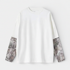 Layered Long Sleeve Crew Neck Tee Relaxed Fit for Men