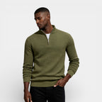 Half-Zip Textured Knit Sweater Regular Fit for Men