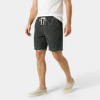 Ribbed Drawstring Shorts Elastic Waist Relaxed Fit for Men