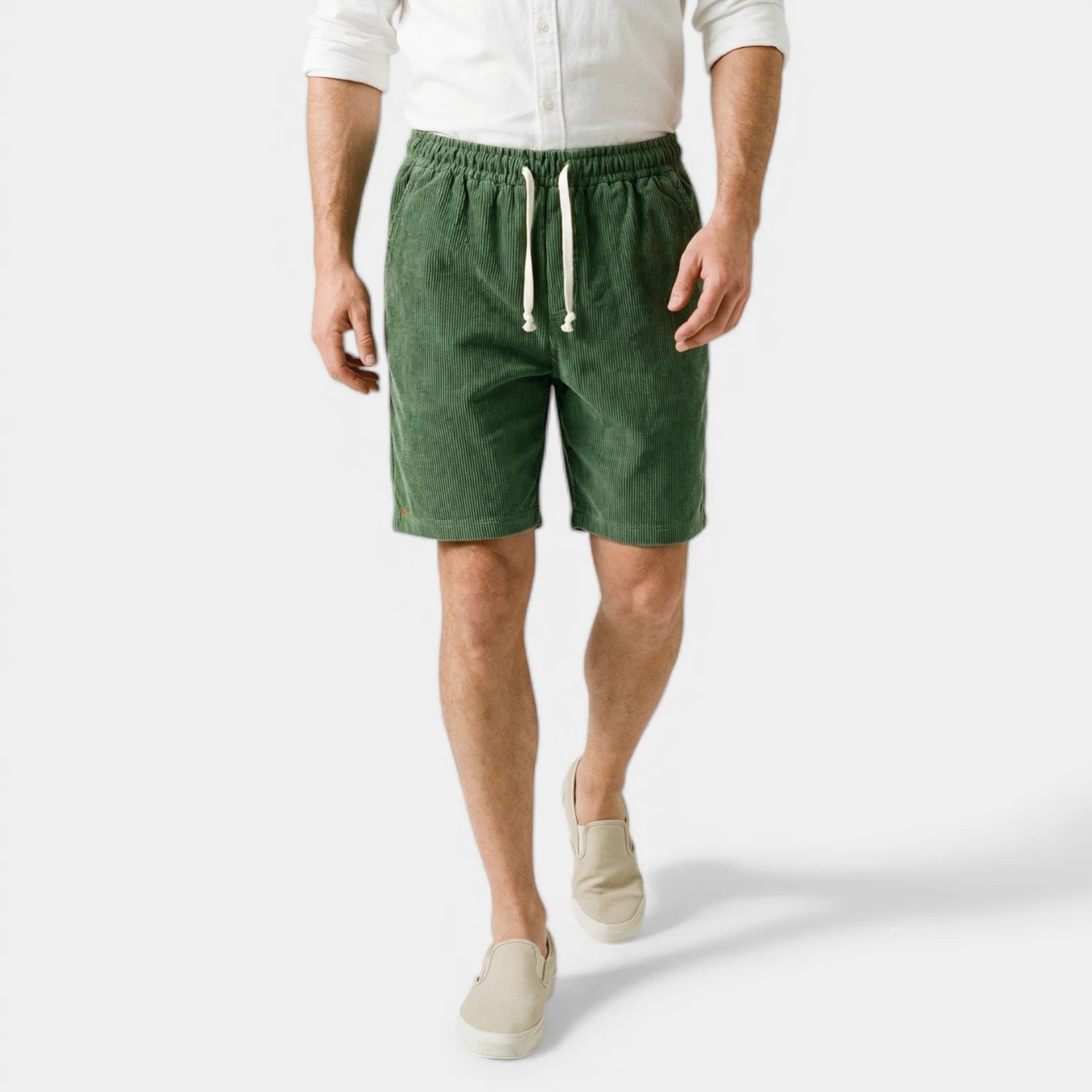 Ribbed Drawstring Shorts Elastic Waist Relaxed Fit for Men