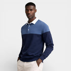 Color Block Long Sleeve Pullover Polo Shirt for Men