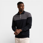 Color Block Long Sleeve Pullover Polo Shirt for Men