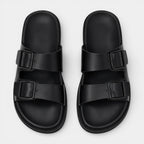 Double Buckle Slide Sandals Adjustable Strap for Men