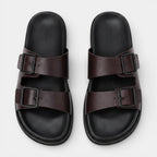 Double Buckle Slide Sandals Adjustable Strap for Men