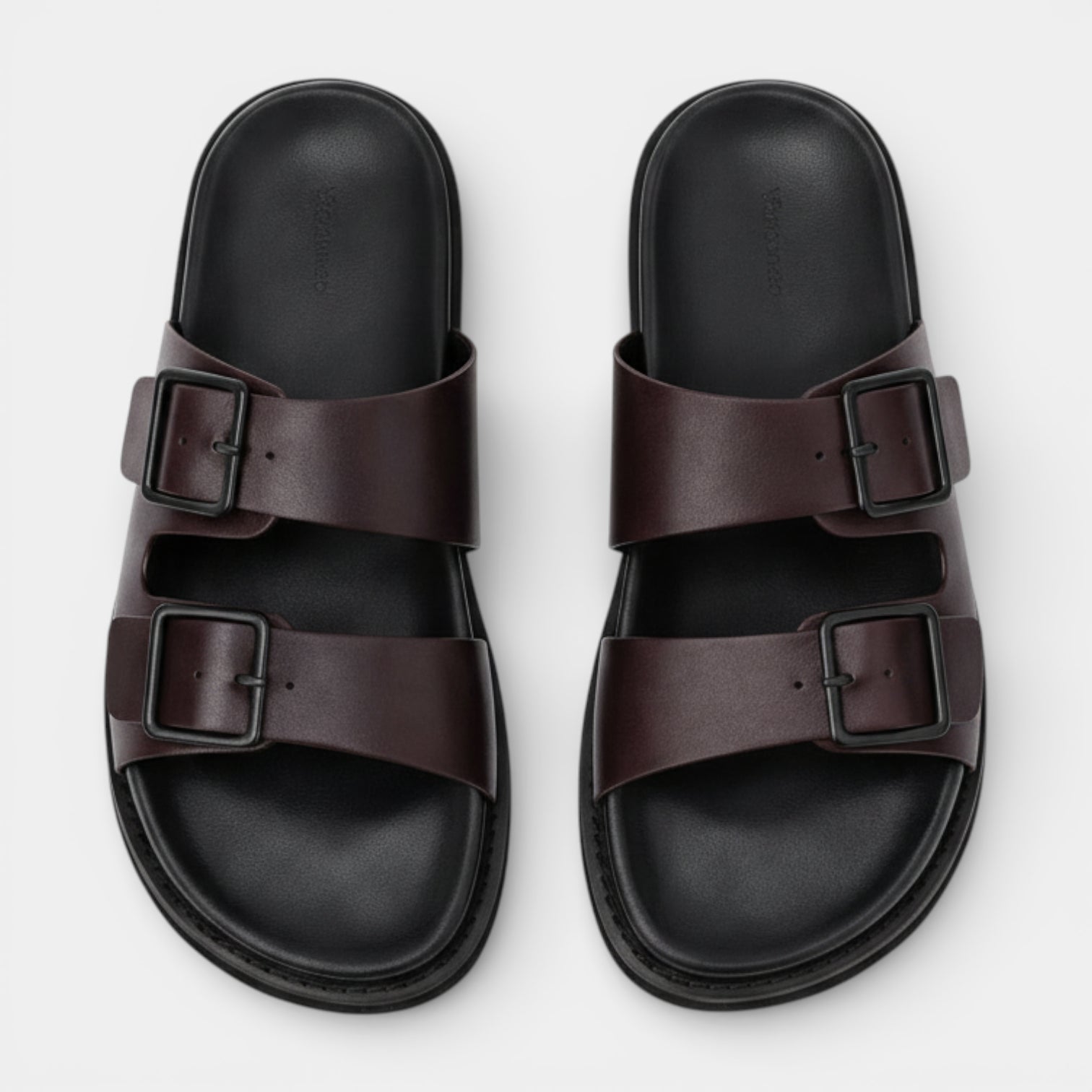 Double Buckle Slide Sandals Adjustable Strap for Men