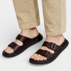 Double Buckle Slide Sandals Adjustable Strap for Men