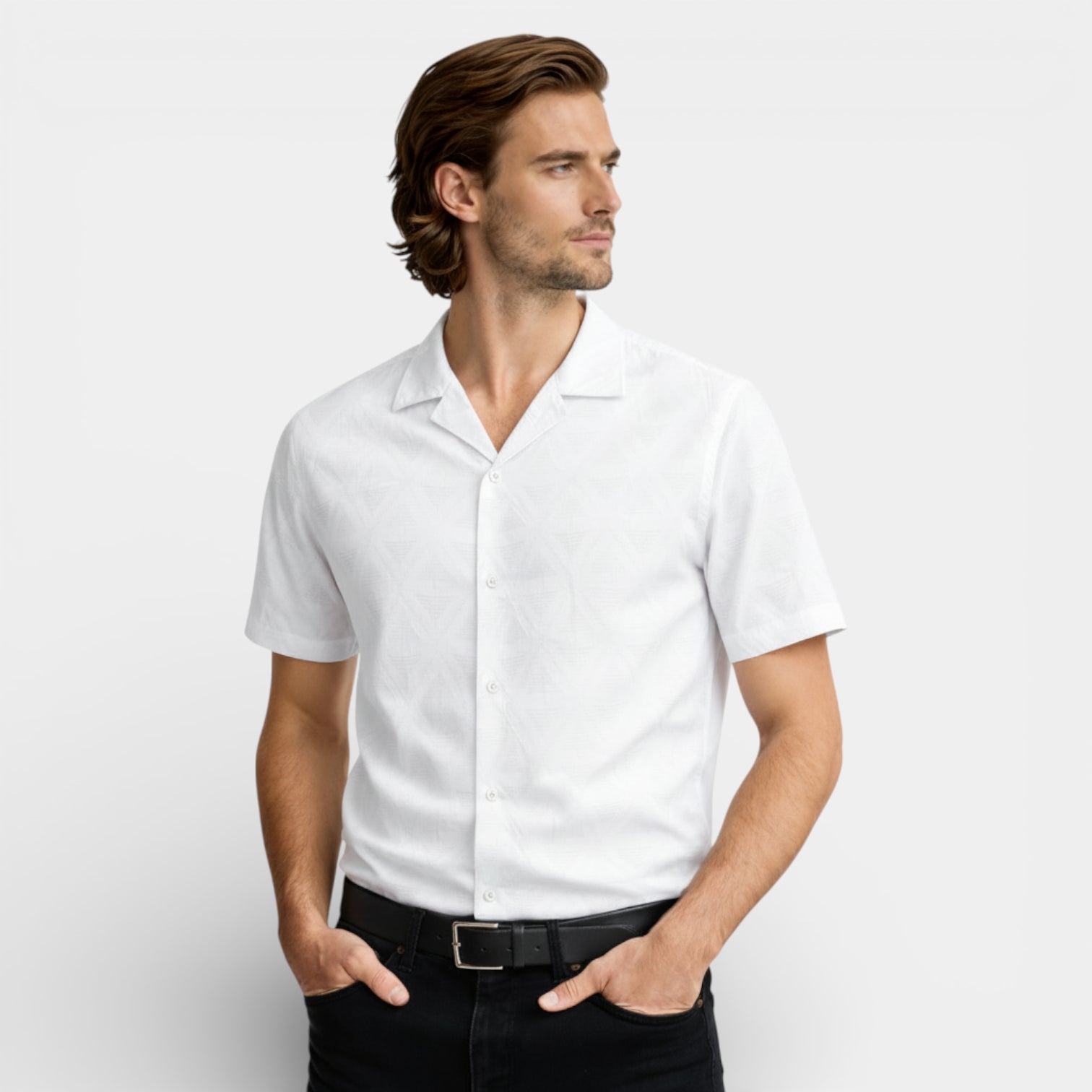 Camp Collar Short Sleeve Button-Up Shirt for Men