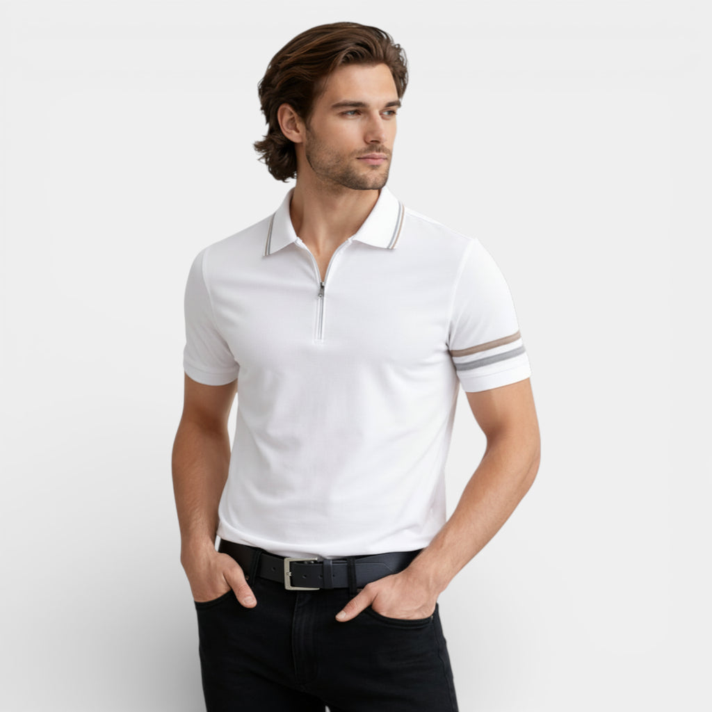 Short Sleeve Half Zip Polo Shirt Regular Fit for Men