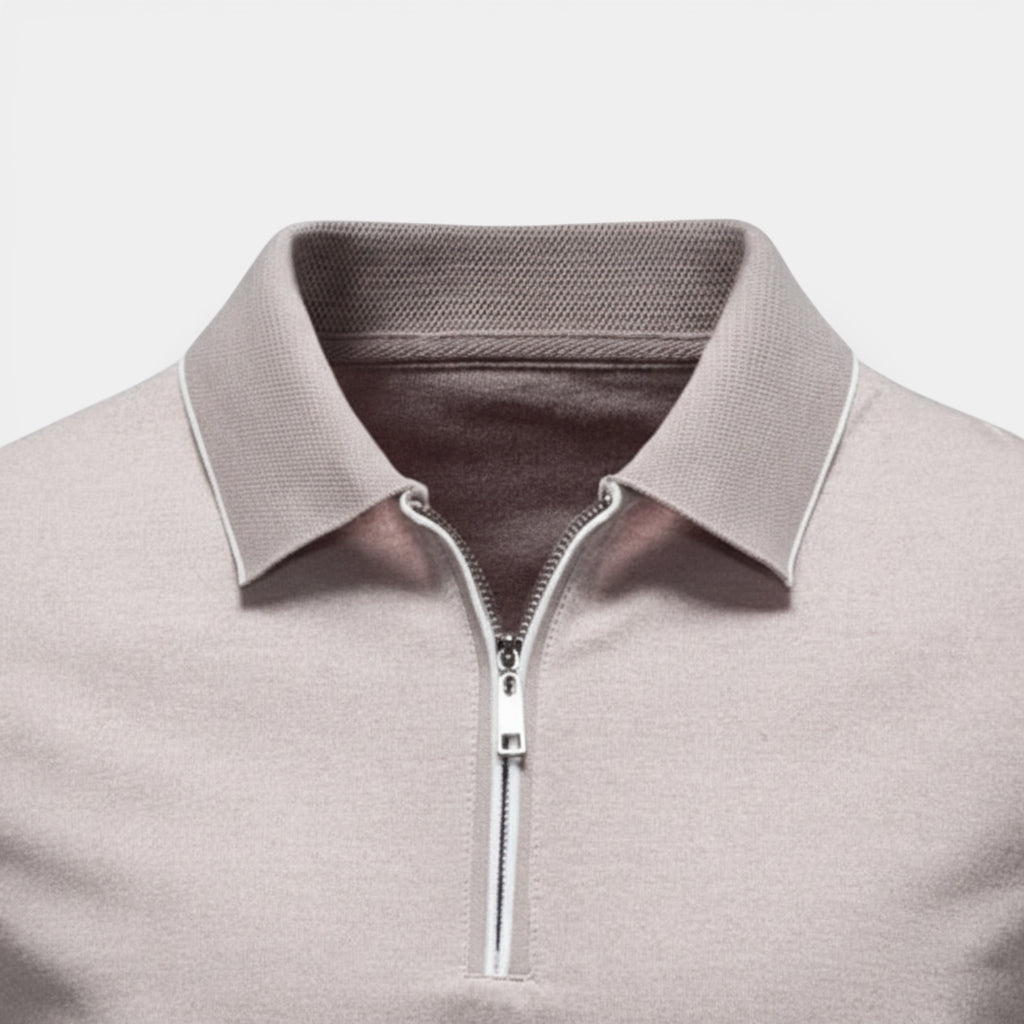 Short Sleeve Zip-Up Polo Shirt Regular Fit for Men