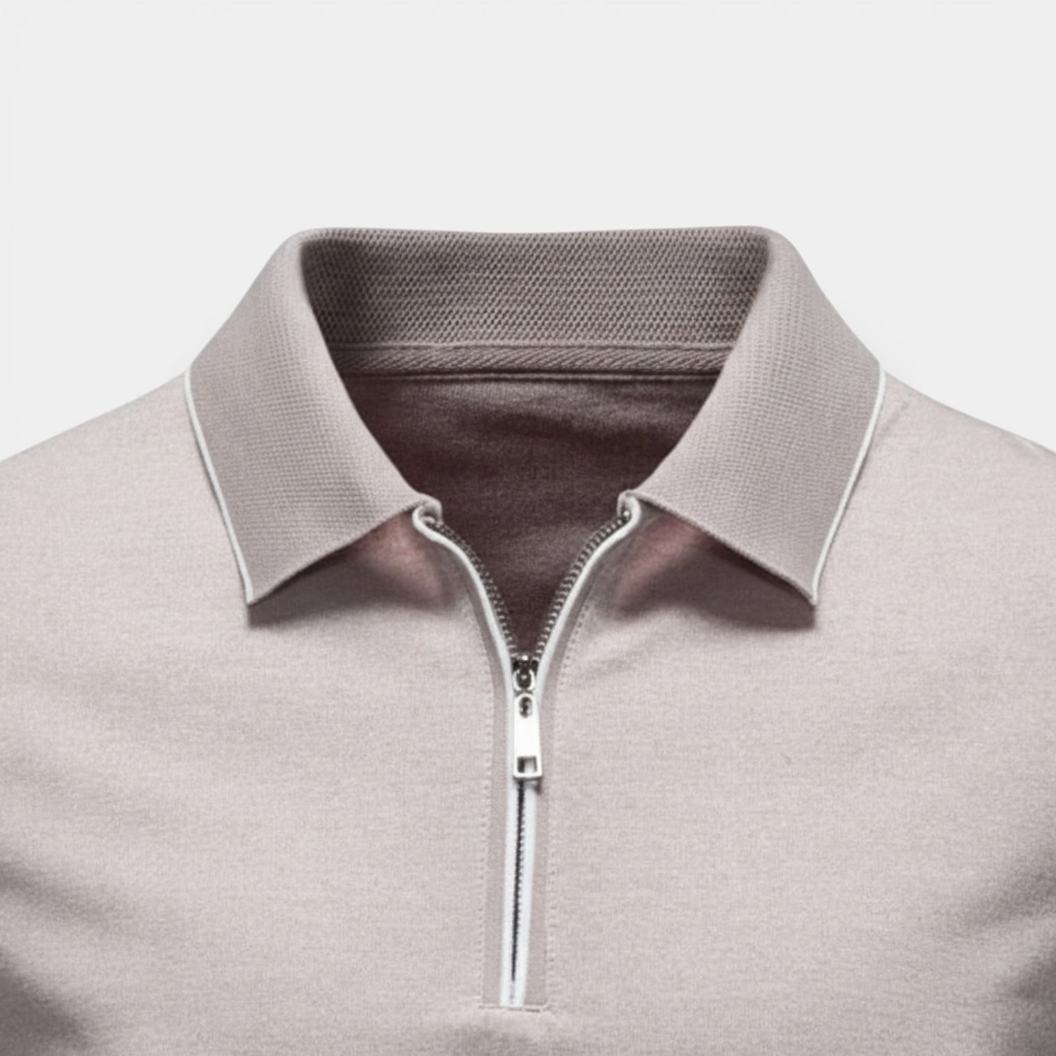 Short Sleeve Zip-Up Polo Shirt Regular Fit for Men