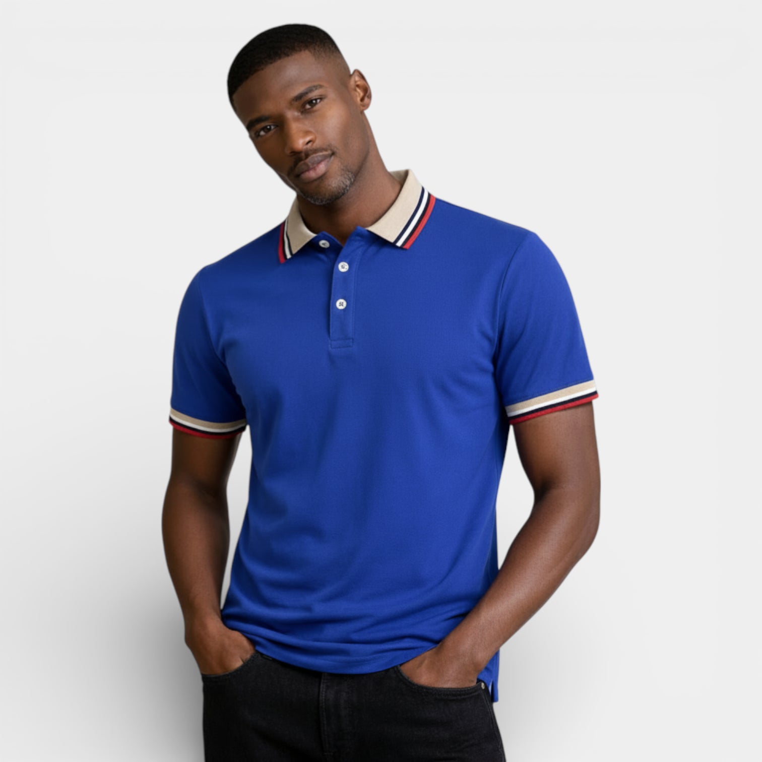 Short Sleeve Button-Up Polo Shirt Regular Fit for Men