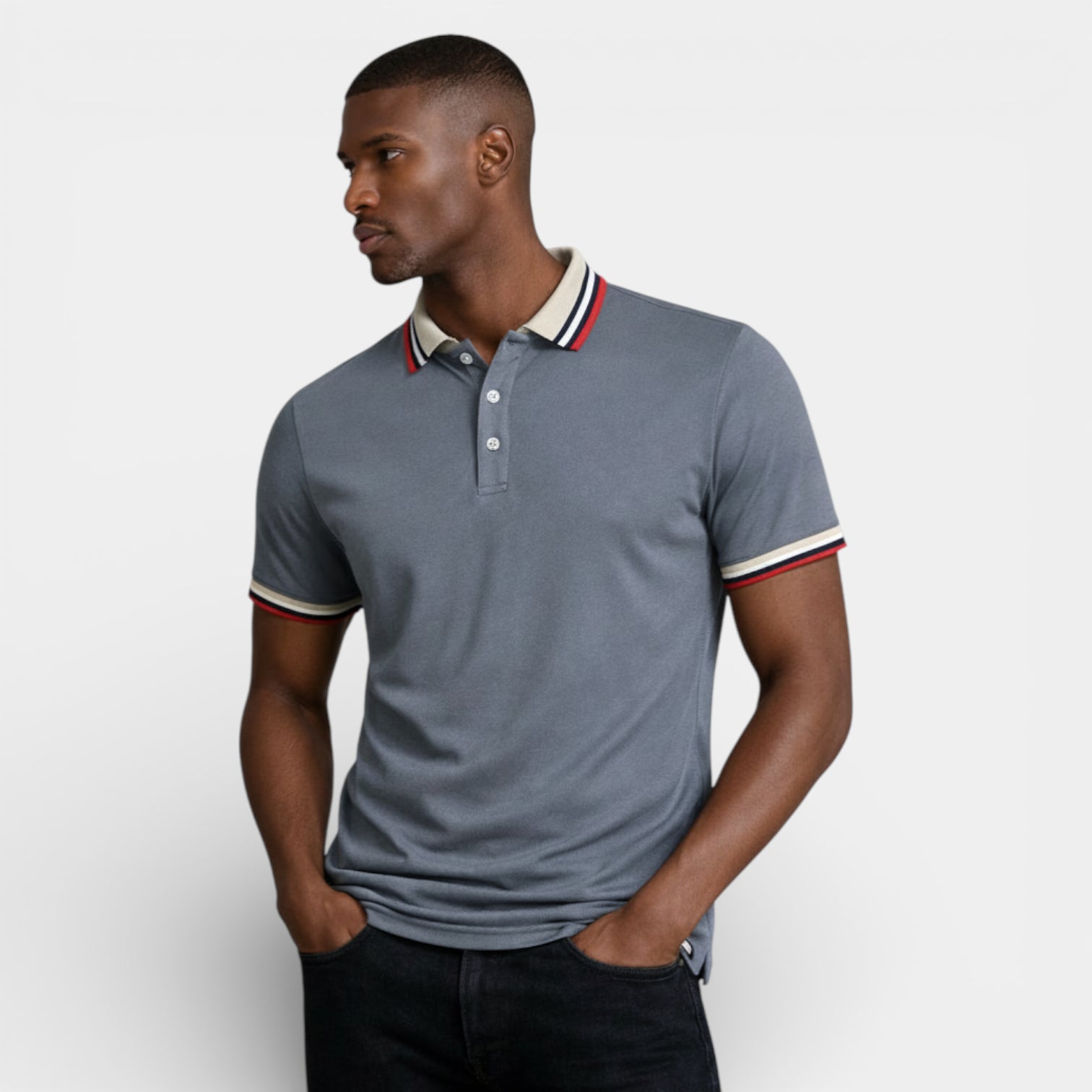 Short Sleeve Button-Up Polo Shirt Regular Fit for Men