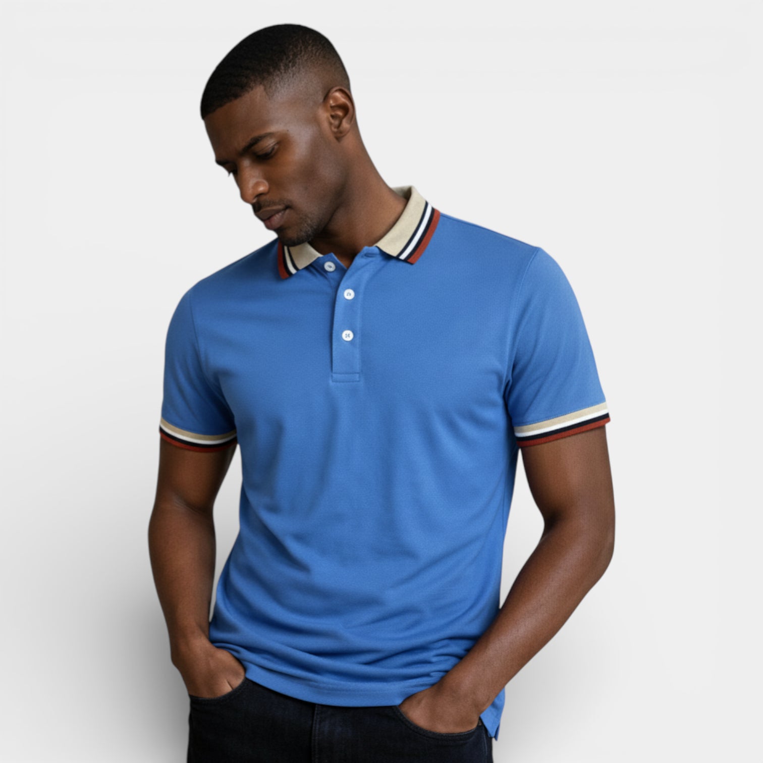Short Sleeve Button-Up Polo Shirt Regular Fit for Men