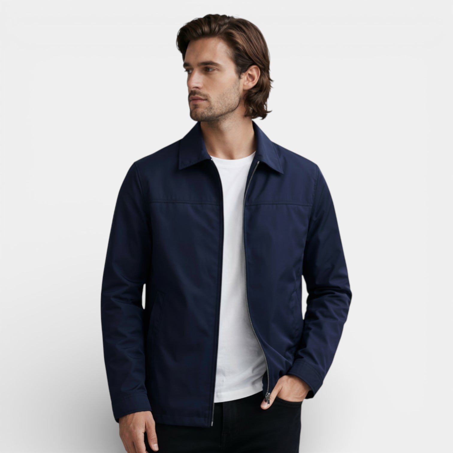 Zip-Up Polo Collar Jacket Regular Fit for Men