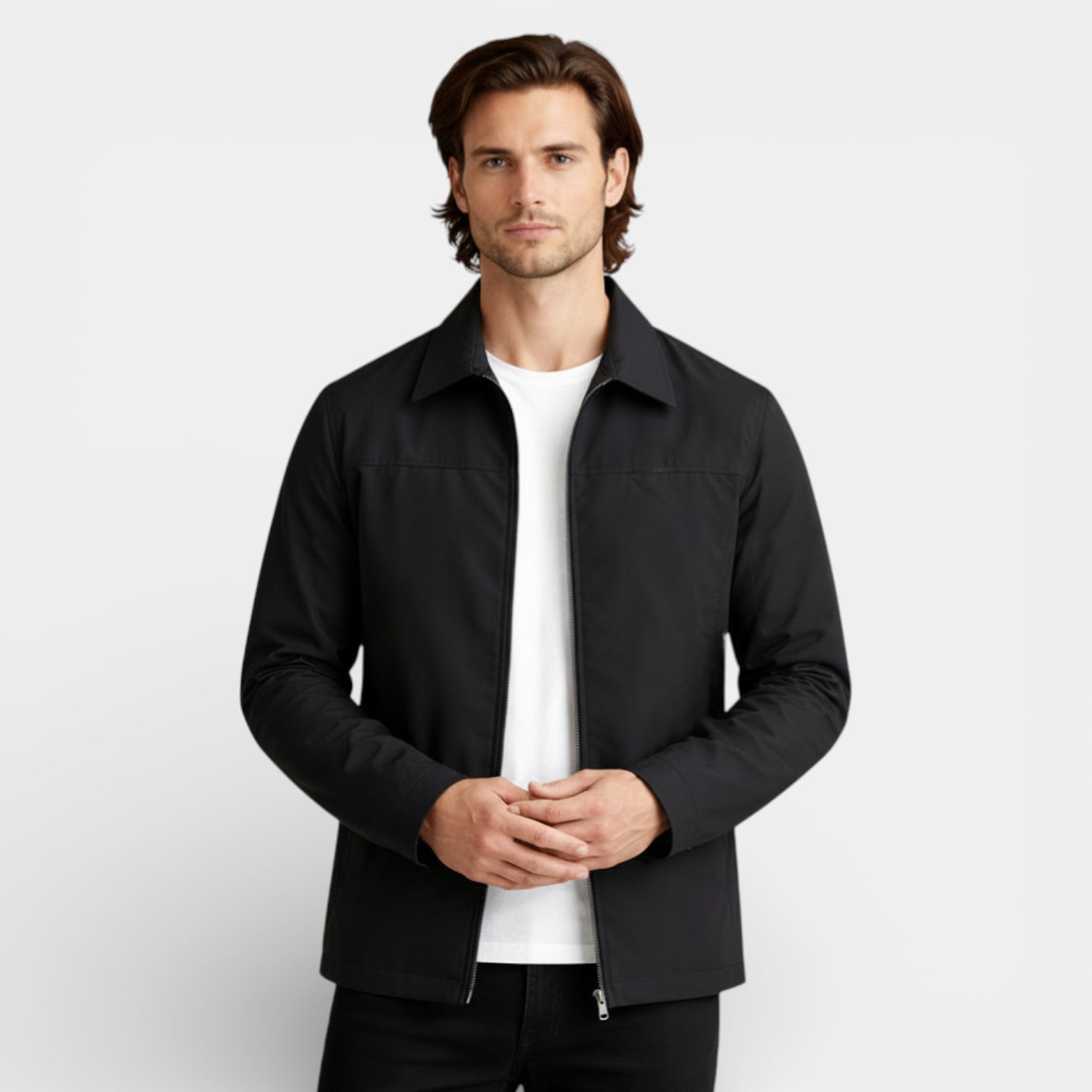 Zip-Up Polo Collar Jacket Regular Fit for Men
