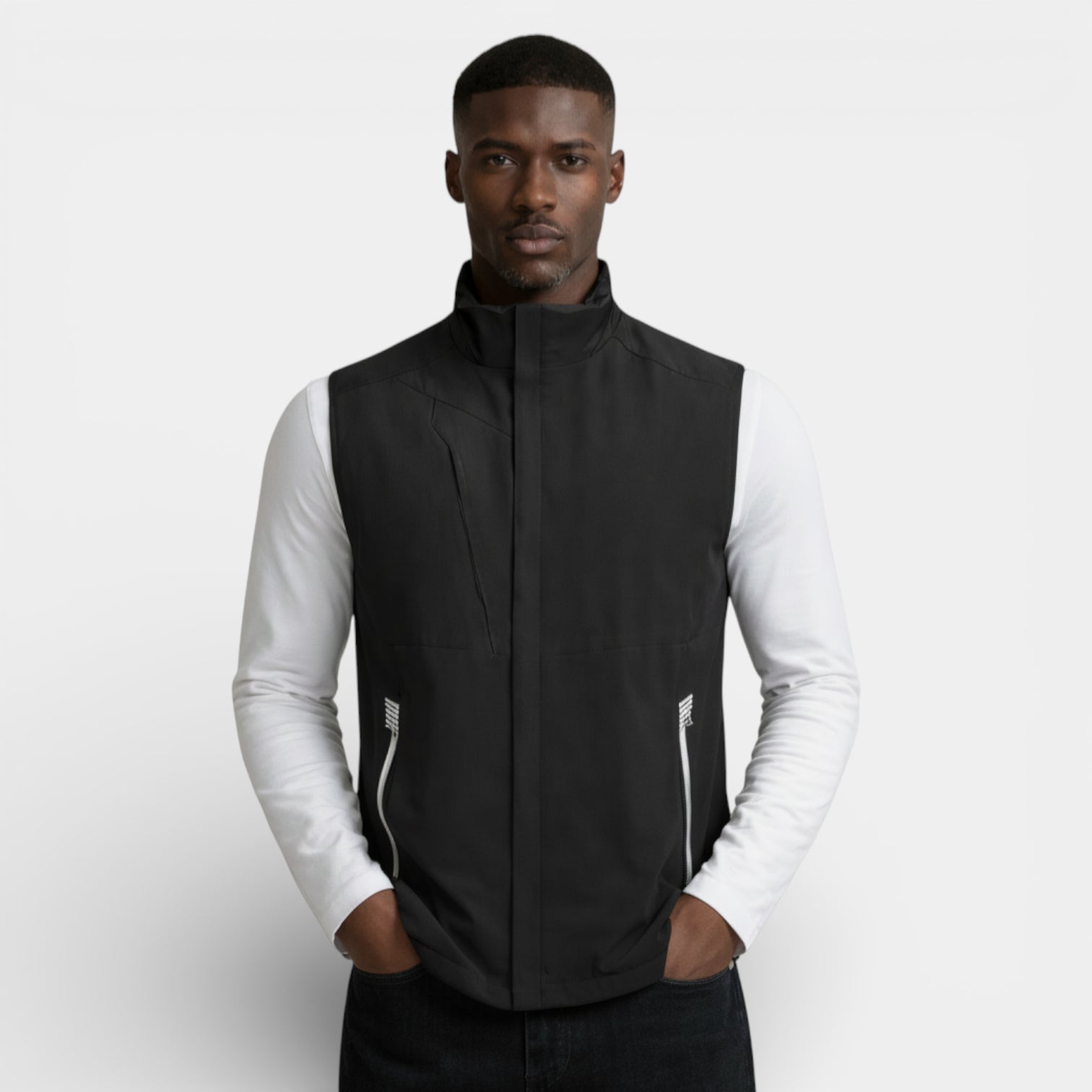 Slim Fit Zip-Up Stand Collar Vest for Men