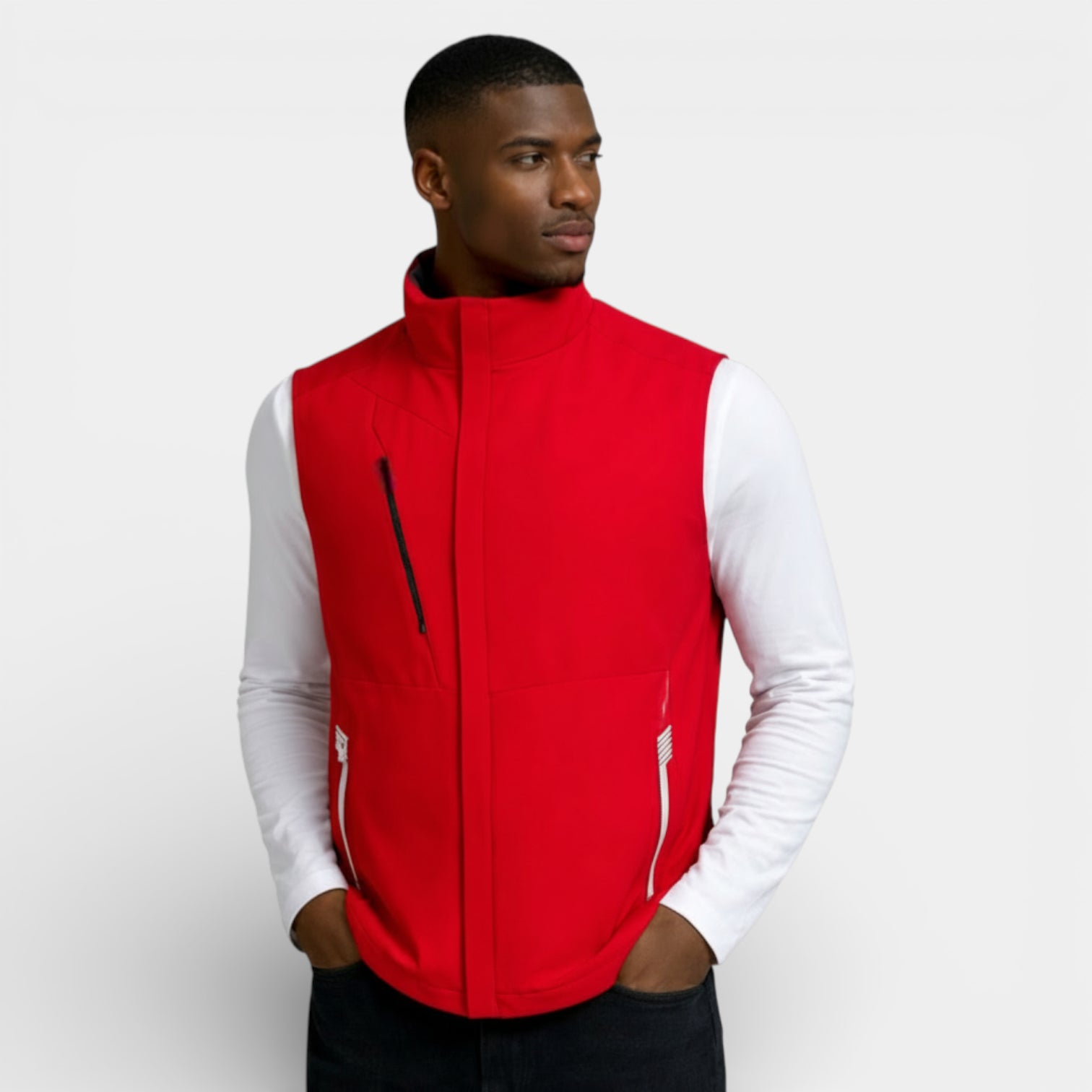 Slim Fit Zip-Up Stand Collar Vest for Men