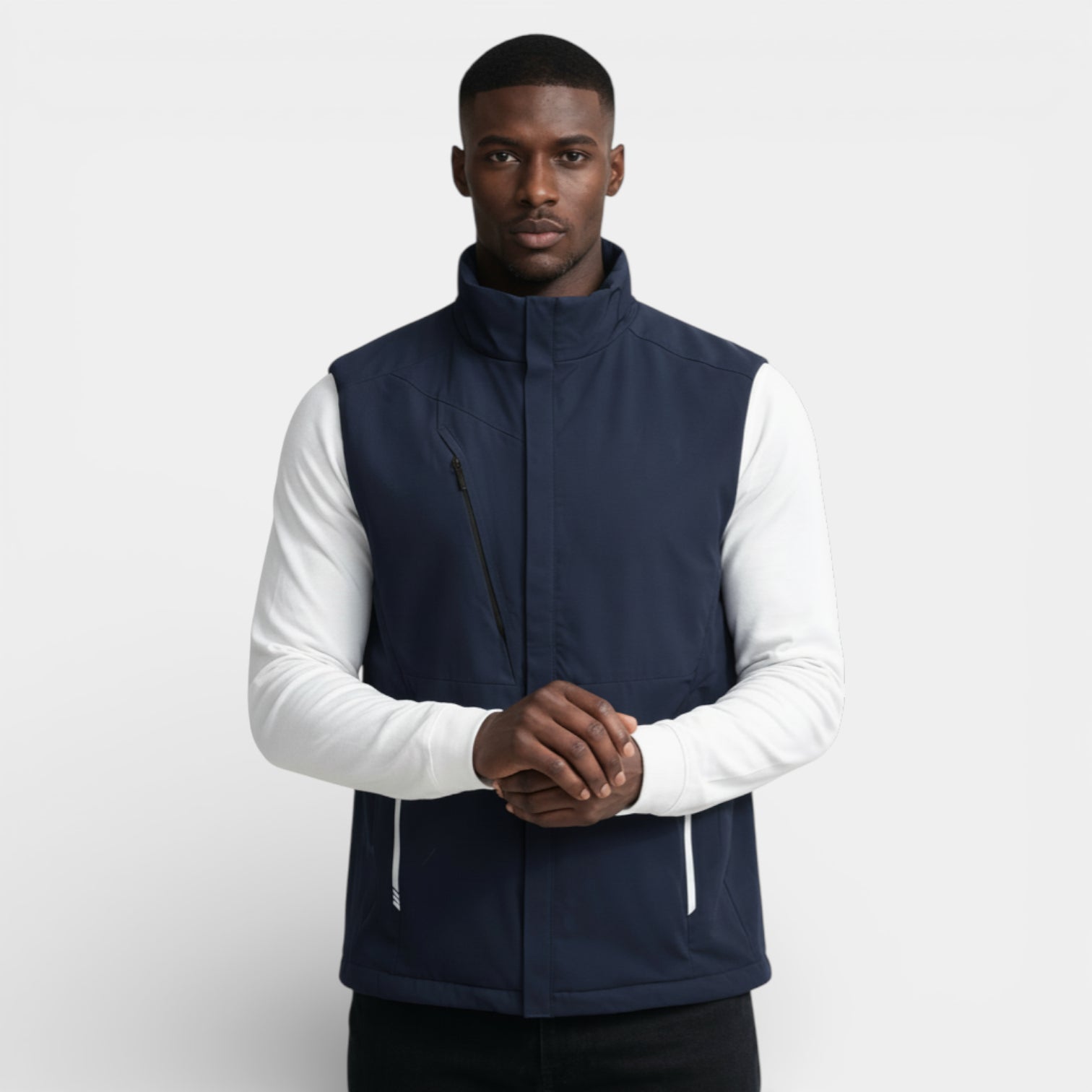Slim Fit Zip-Up Stand Collar Vest for Men