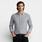 Striped Button-Up Shirt Long Sleeve Regular Fit for Men