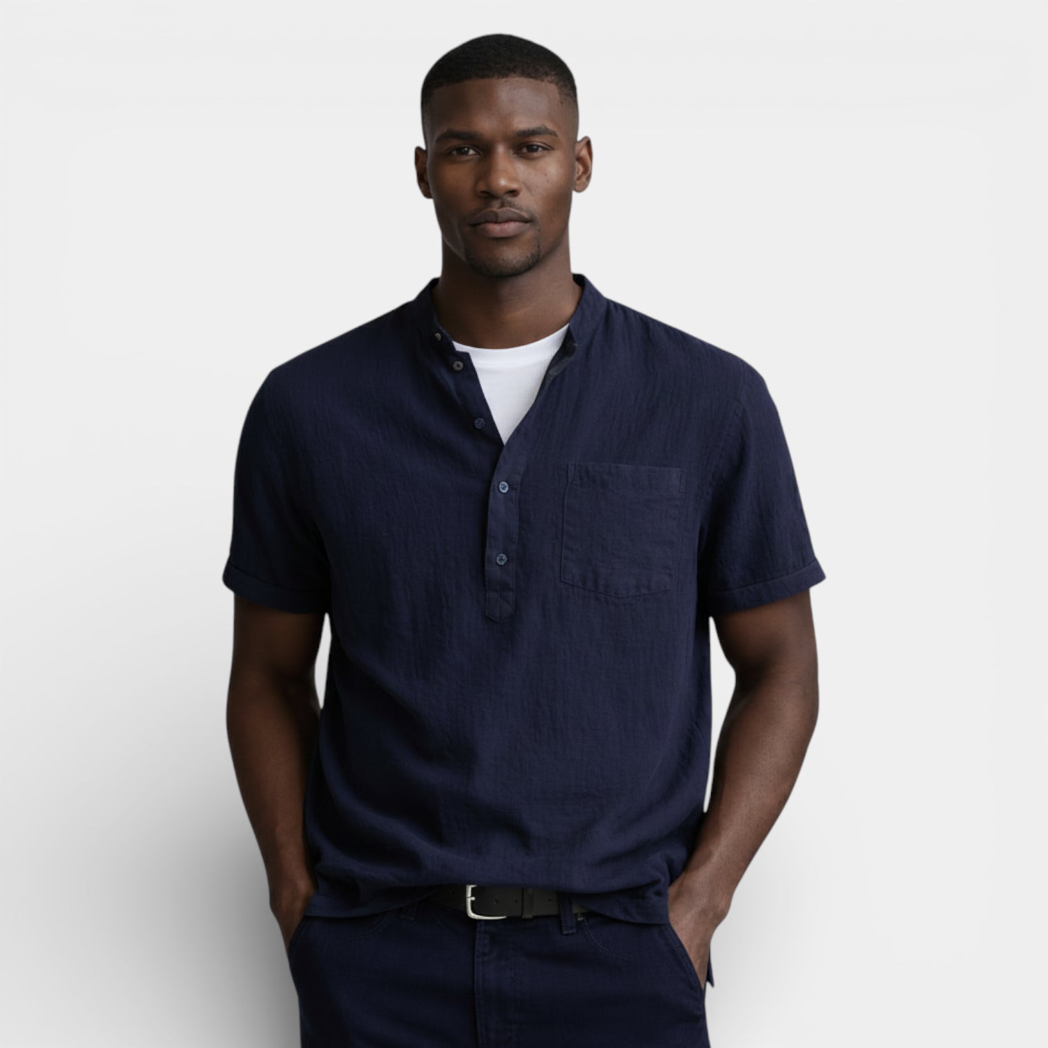 Henley Shirt Short Sleeve Regular Fit for Men