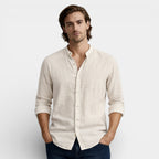 Button-Up Stand Collar Shirt Regular Fit for Men