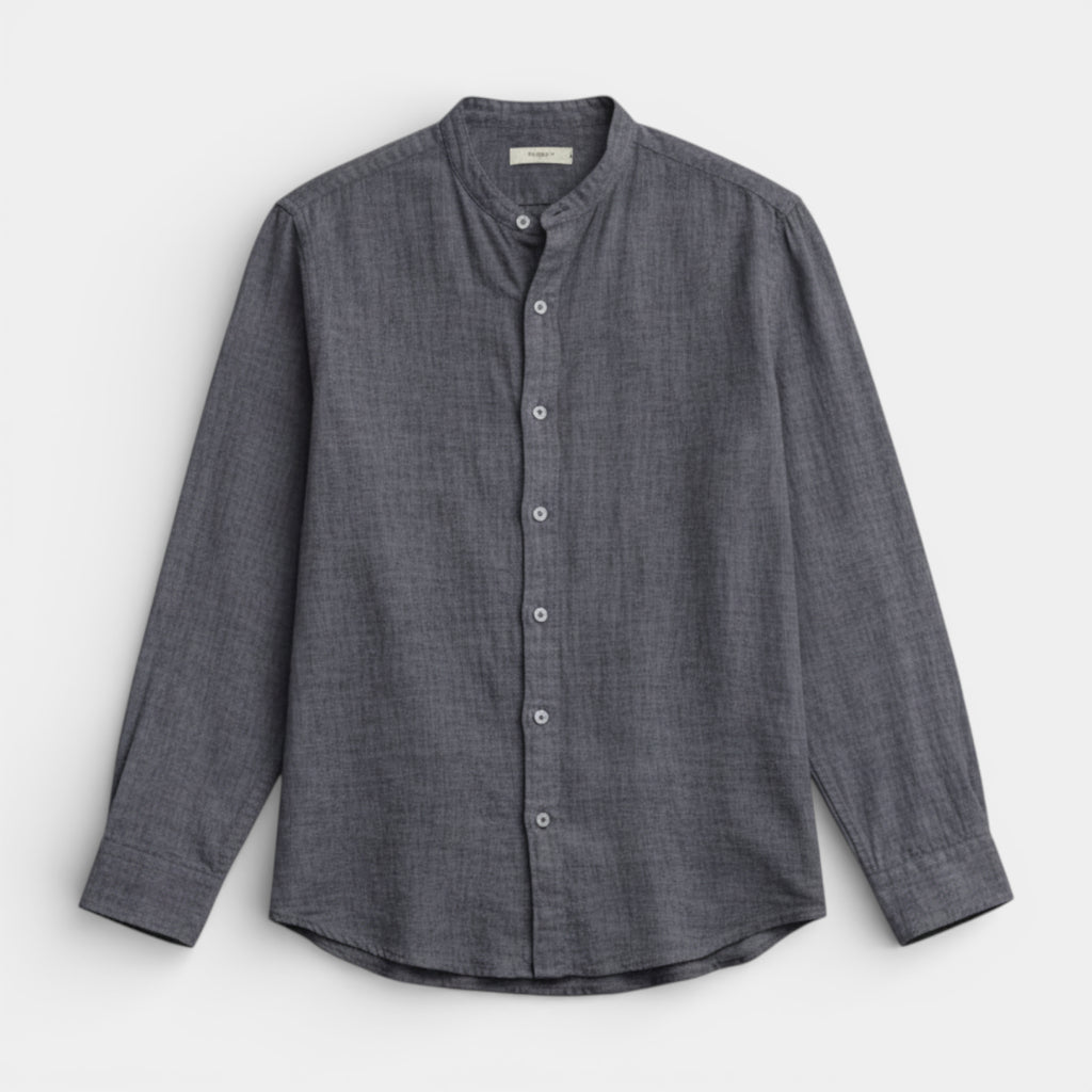 Button-Up Stand Collar Shirt Regular Fit for Men