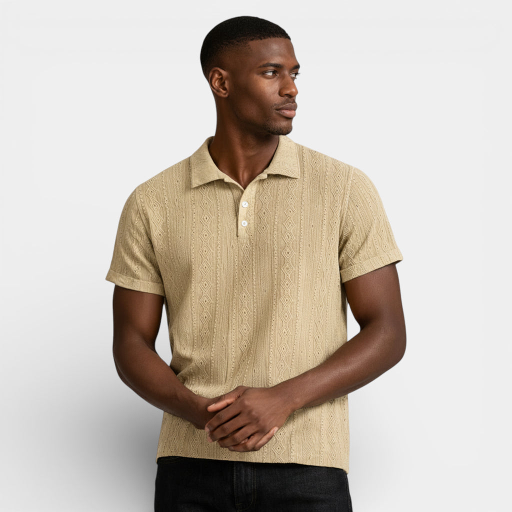 Geometric Pattern Short Sleeve Polo Shirt for Men