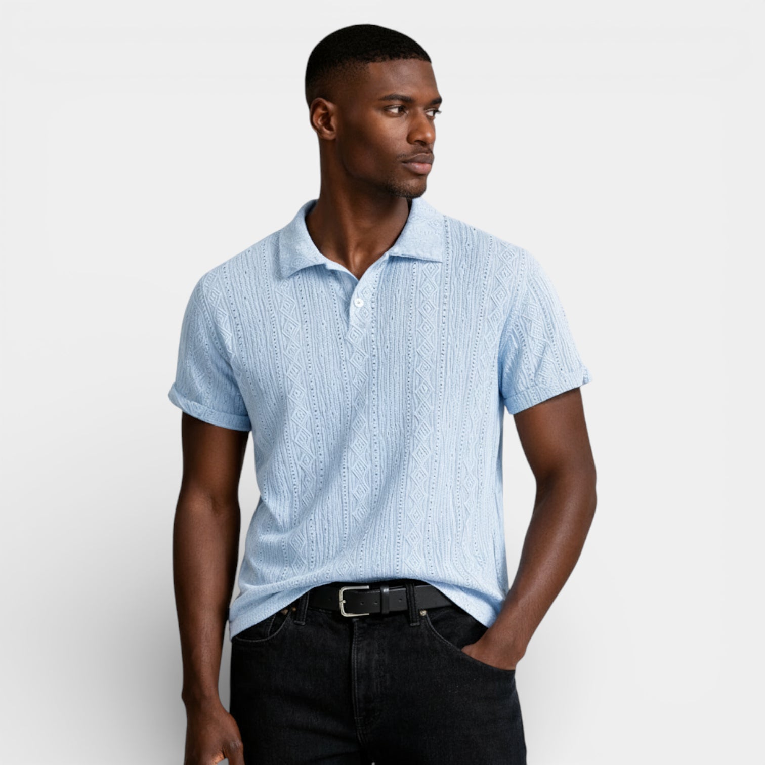 Geometric Pattern Short Sleeve Polo Shirt for Men