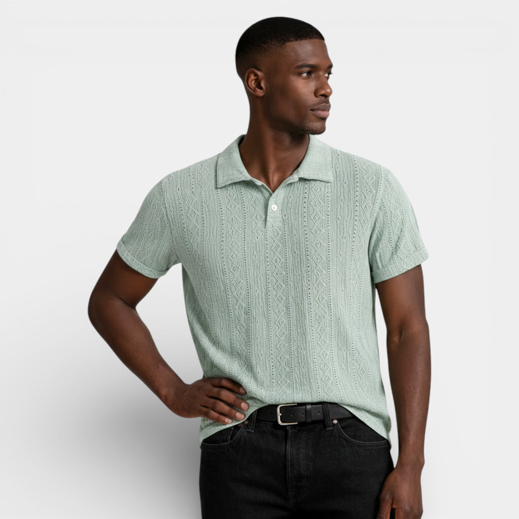 Geometric Pattern Short Sleeve Polo Shirt for Men