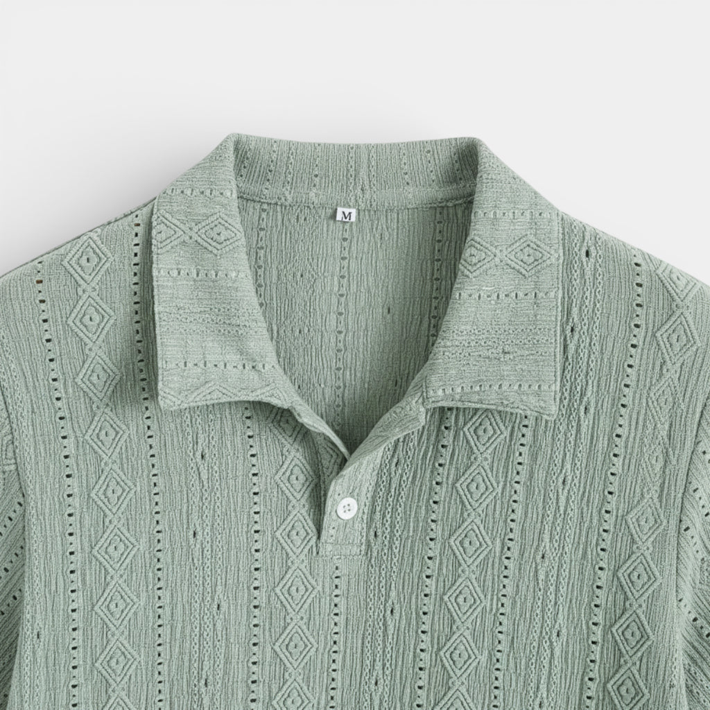 Geometric Pattern Short Sleeve Polo Shirt for Men