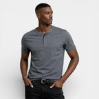 Henley T-Shirt Short Sleeve Button Placket for Men