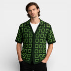 Short Sleeve Knit Shirt Square Pattern Button-Up for Men