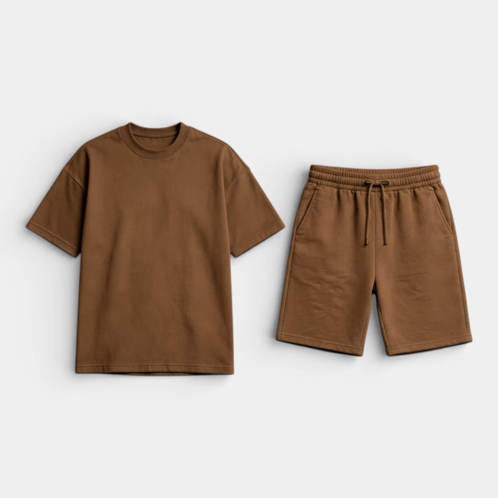 Short Sleeve Crew Neck Tee and Shorts Lounge Set for Men