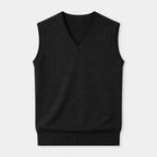 V-Neck Knit Sweater Vest Ribbed Trim Regular Fit for Men