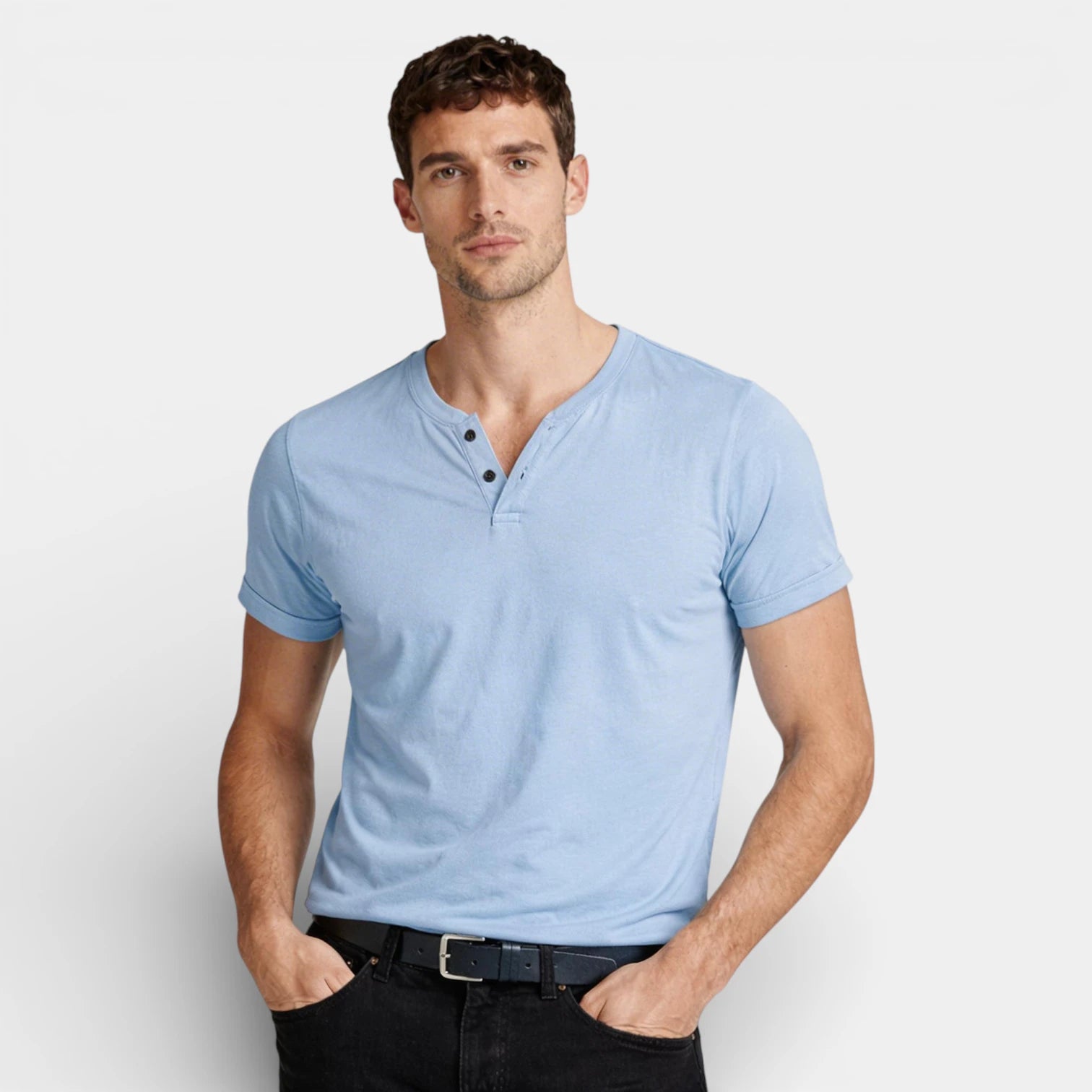 Henley T-Shirt Short Sleeve Regular Fit for Men