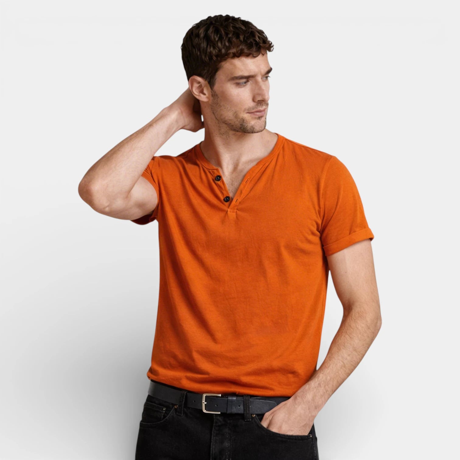 Henley T-Shirt Short Sleeve Regular Fit for Men