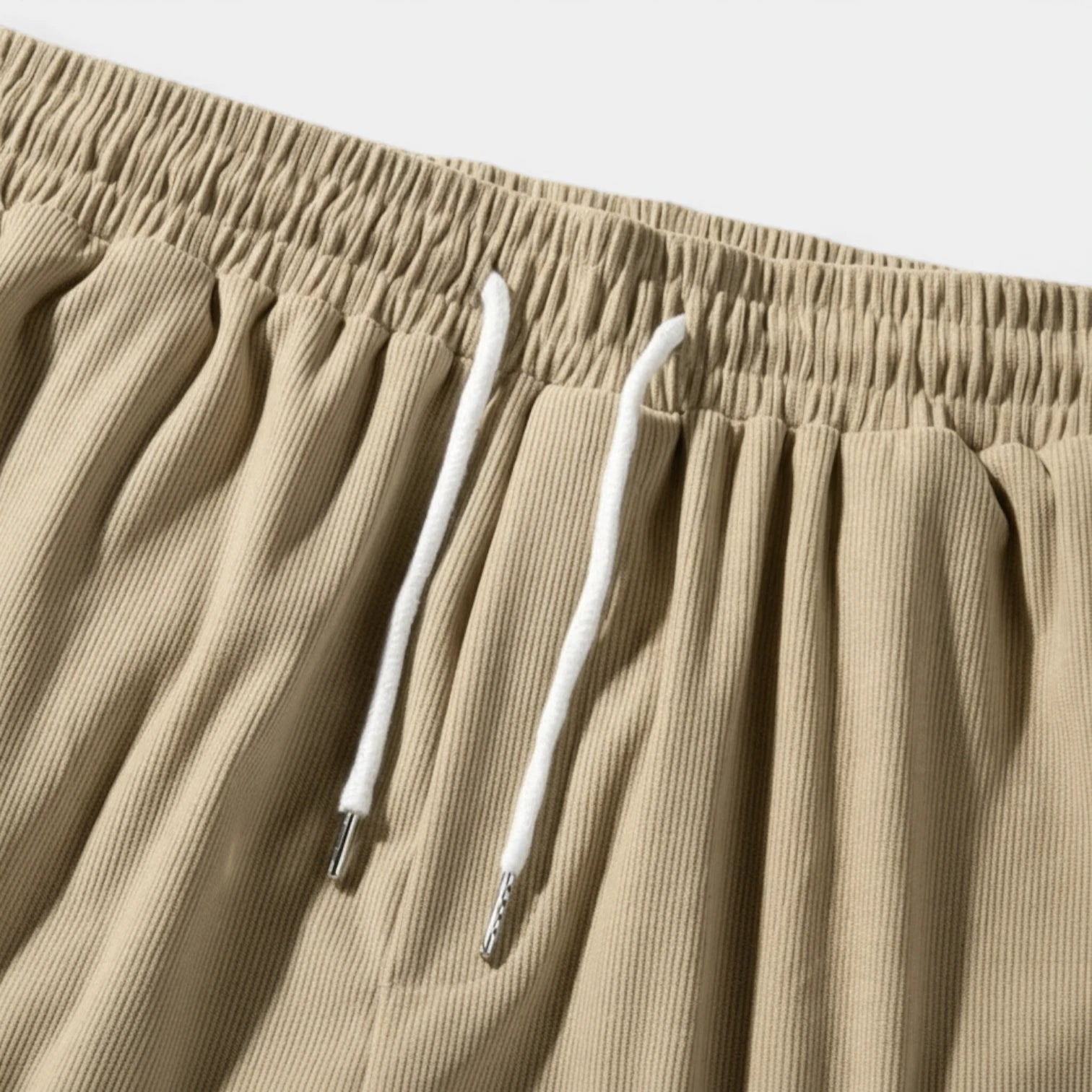 Corduroy Drawstring Shorts Elastic Waist Relaxed Fit for Men